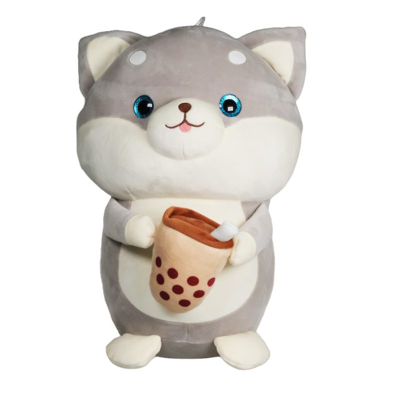 XXL Plüsch Stofftier Hund mit Bubble Tea "Poppi" 90cm