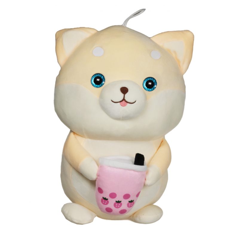 XXL Plüsch Stofftier Hund mit Bubble Tea "Poppi" 90cm