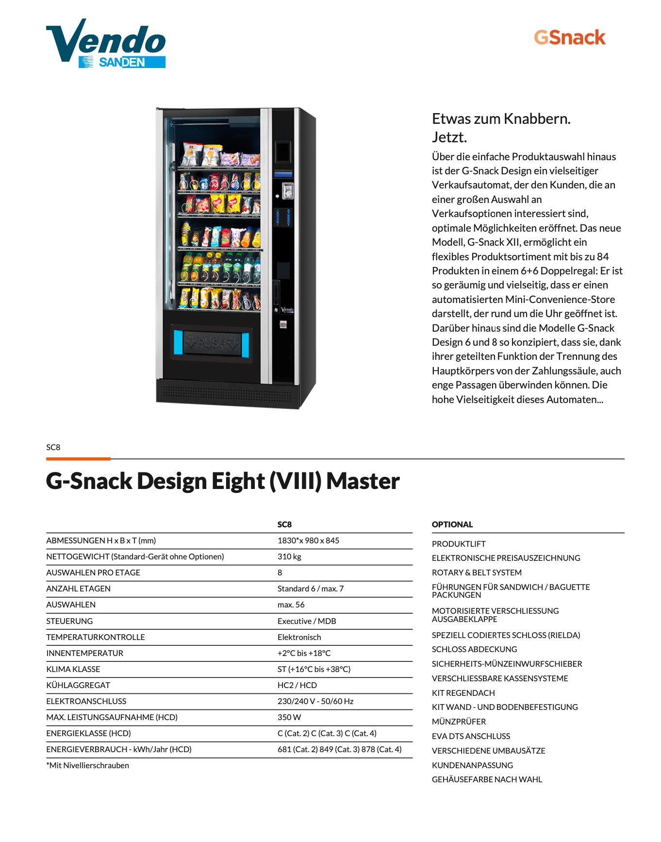 Sanden Vendo G-Snack 8 Design-Line